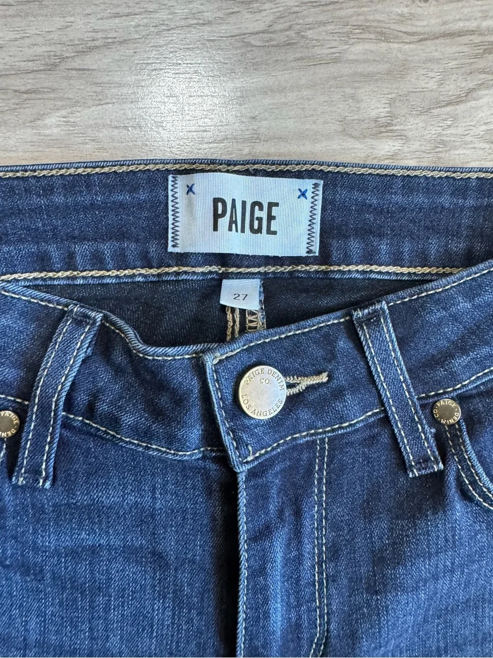 PAIGE Dark Wash Slim Straight Skinny Jeans Stretch Womens Premium Denim Size 27